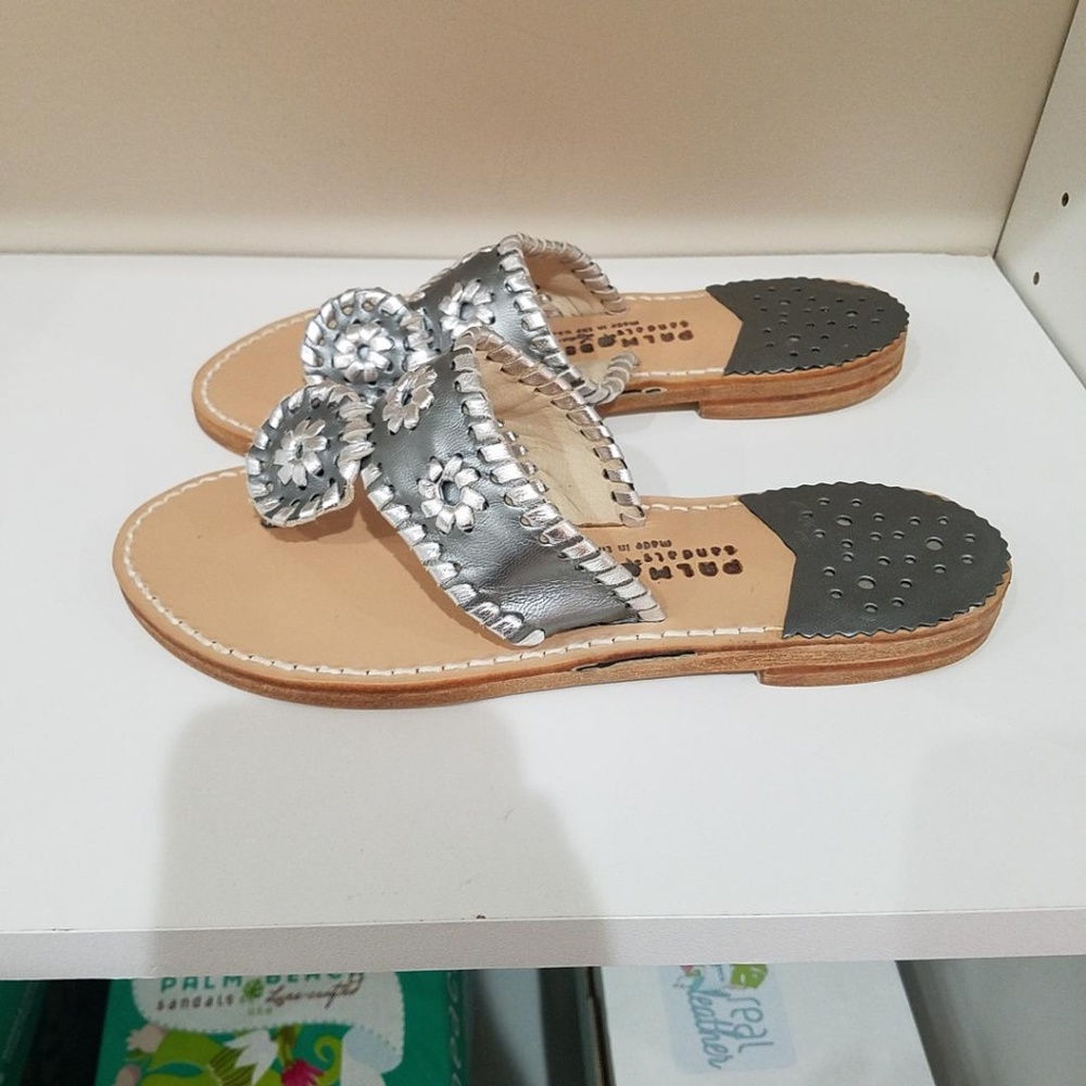 NIB Palm Beach Sandals Silver/gunmetal
